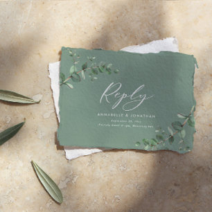 svar på grönten Eucalyptus Greenery Bröllop Anteckningskort