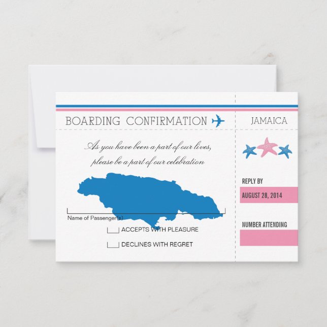 Svar på inbjudan Boarding Pass TILL JAMAICA (Framsida)