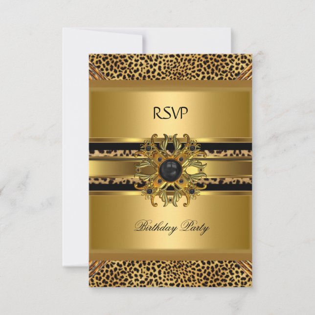 Svar på inbjudan Elegant leopard guld svart (Framsida)