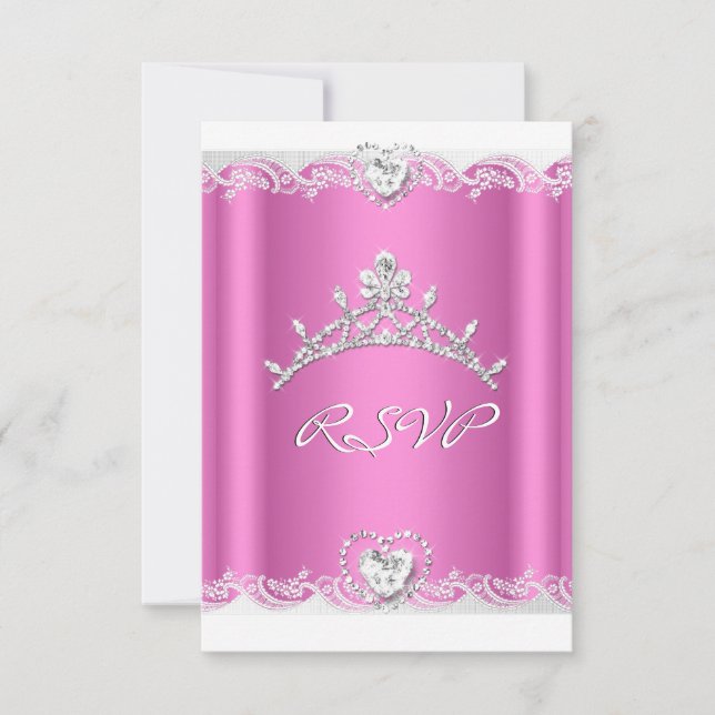 Svar på inbjudan Rosa vit spets Quinceanera (Framsida)
