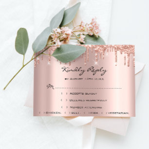 SVAR PÅ INBJUDAN Rose Weddin Glitter Bröllopsfest 