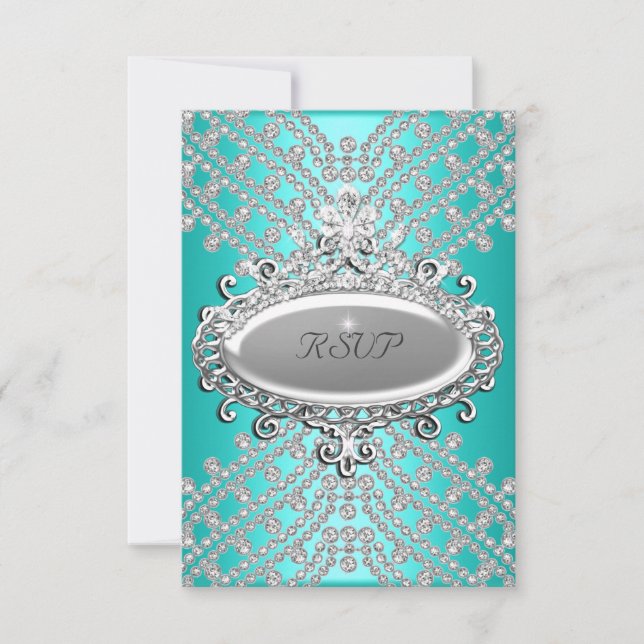 Svar på inbjudan Teal Blå Vit Diamant (Framsida)