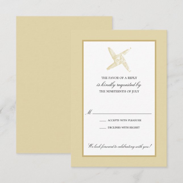 Svar på irländskt bröllop med Brigidskors Inbjudningar (Fram/baksida)