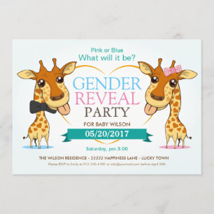 Svar på könsrevealingfest för bebis giraff Rosa el Inbjudningar