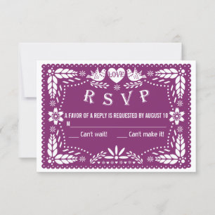 Svar på Papel picado love birds lila bröllop OSA