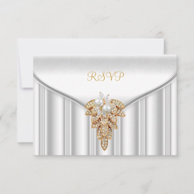 Svar på RSVP Elegant Vitt Guld Pärla (Framsida)