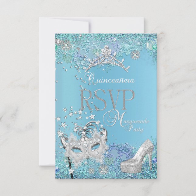 Svar på RSVP Masquerade Quinceanera Blå Tiara Skor (Framsida)