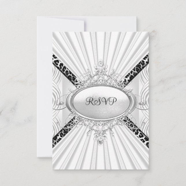 Svar på RSVP-svar Leopard Vit Diamant Svart (Framsida)
