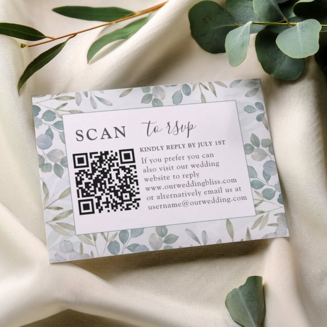 Svar QR-kod Eukalyptus Grönska Bröllop (Skapare uppladdad)