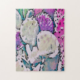 Svår Rosa och Grönt för Abstrakt Cactus Puzzle Pussel