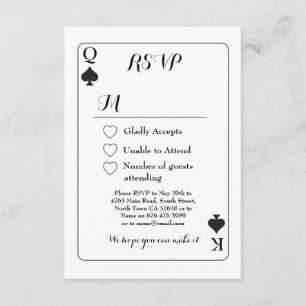 Svar RSVP Bröllop Spelkort K Q Ess Spader Inbjuda Inbjudningar