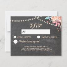 Svar RSVP Bröllopskort Peach Coral Ljus Blomma