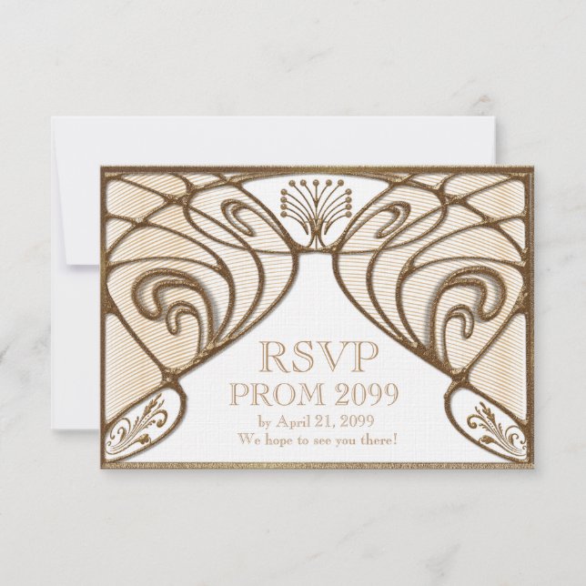 SVAR RSVP, Gatsby, guld på vitt (Framsida)