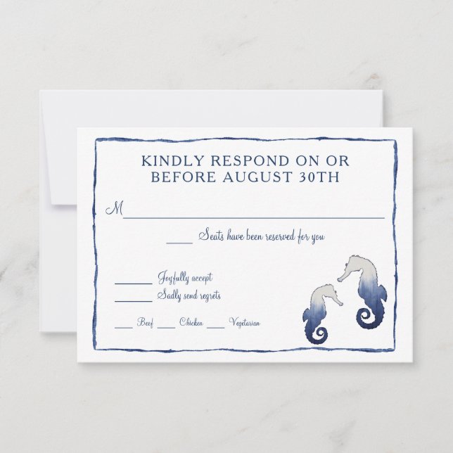 Svar RSVP Shibori Kumo Akvarell Strand Sjöhästar H (Framsida)