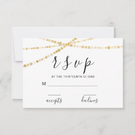 Svar RSVP Svart Vit Ros Blommig Delikat Guld Ljus