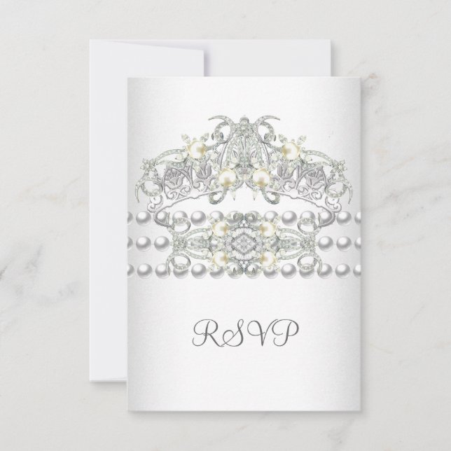 Svar RSVP Tiara Silver Vit Pärla Diamant (Framsida)