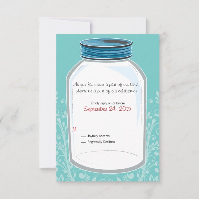 Svar RSVP Whimsy Murad Glas Bröllop (Framsida)