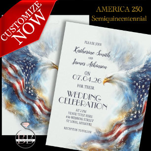 Svara Bald Eagle Patriotisk USA Semiquincentennial Inbjudningar