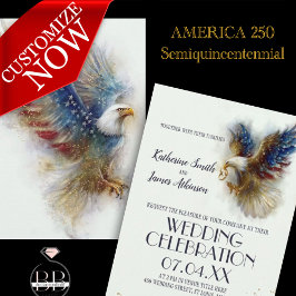 Svara Bald Eagle Patriotiskt USA Semiquincentennia Inbjudningar
