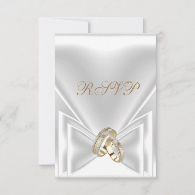 Svara Bröllop Eleganta Vitguld Ringar OSA Kort (Framsida)