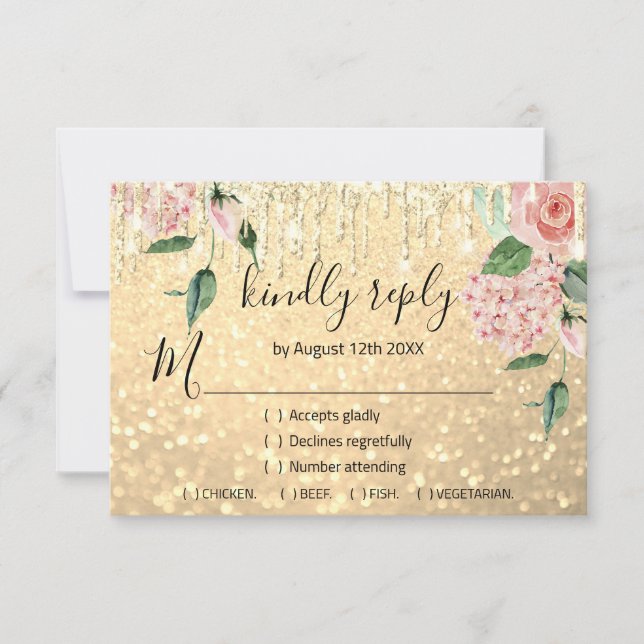 Svara  Bröllop Glitter Brud Mint Glitter Guld OSA Kort (Framsida)