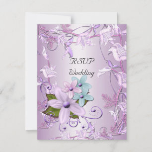 Svara Bröllop Lila Mauve Blommig OSA Kort