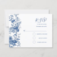 Svara elegant fransk blommande toile blå bröllop