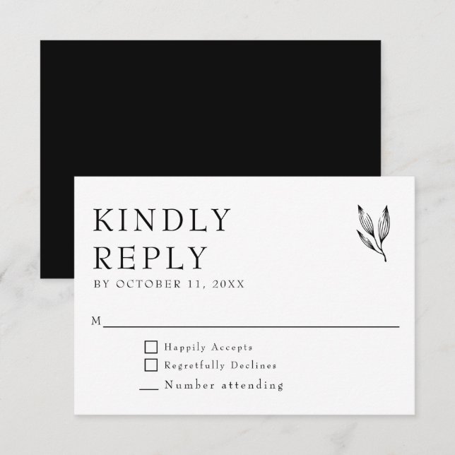 Svara Elegant minimalistiskt Bröllop formellt OSA Kort (Fram/baksida)