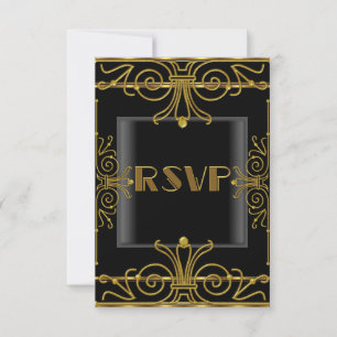 Svara elegant svart guld Art Deco 2 OSA Kort