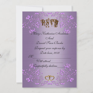 Svara elegant Violett satin vigsel Inbjudningar