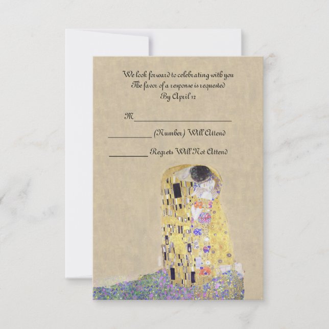 Svara "Kyssen" Golden Wedding Anniversary Klimt OSA Kort (Framsida)