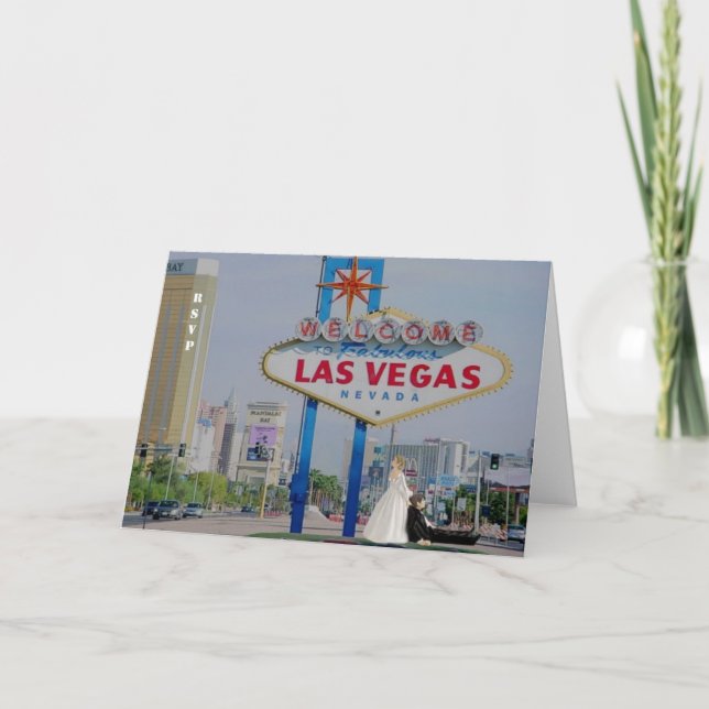 Svara  Las Vegas Bröllopsannonseringskort Helgkort (Framsida)