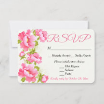Svara med rosa peony akvarell blommande bröllop
