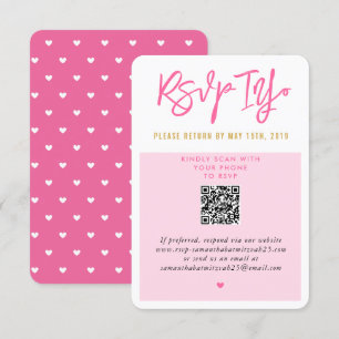 Svara online rosa vita hjärtan guld qrcode OSA kort