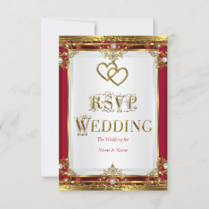 Svara på bröllop Elegant Röd Guld Vit Gyllene OSA Kort