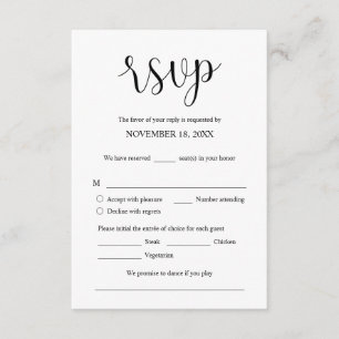 Svara på bröllopsinbjudan, OSA-alternativ, kort fö