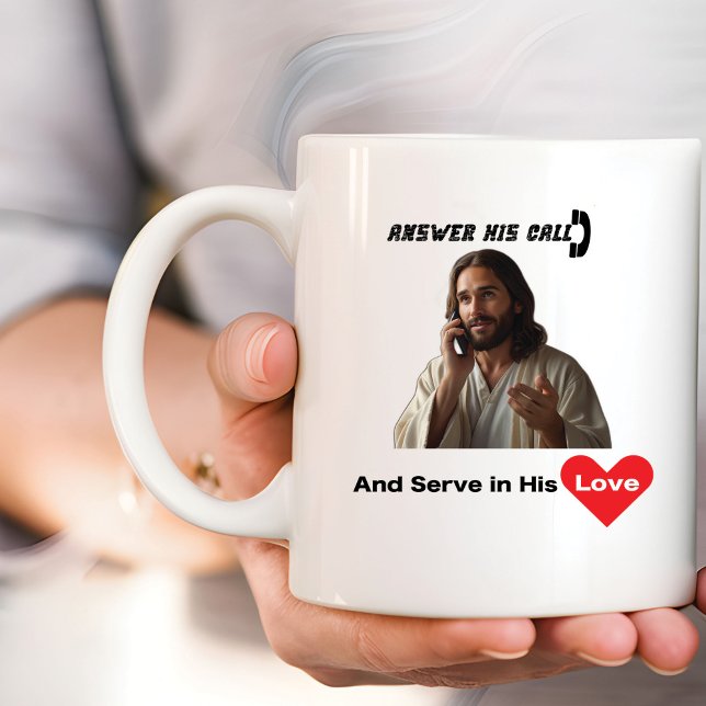 Svara på hans samtal och  i kärlek Christian Kaffemugg (Skapare uppladdad)