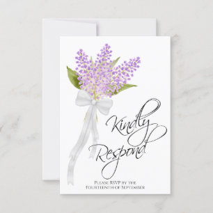 Svara på vattenfärgen Lilacs Bouquet Bröllop OSA Kort