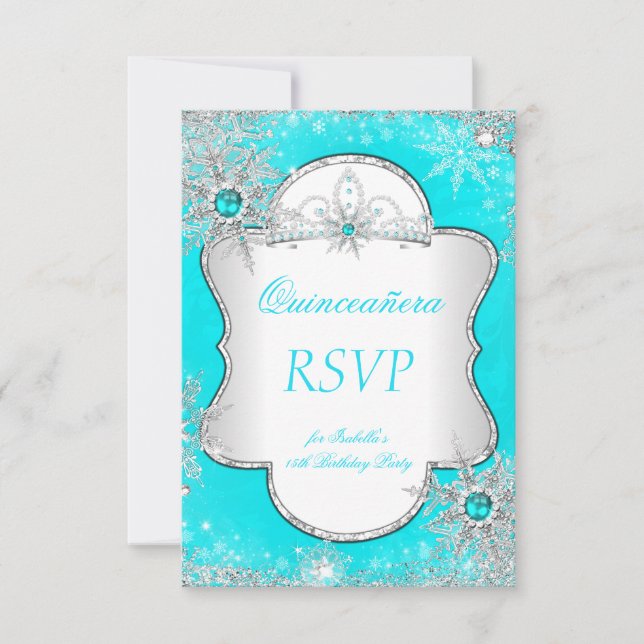 Svara prinsessa Quinceanera Aqua Blå Teal OSA Kort (Framsida)