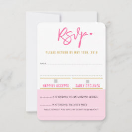 Svara snällt RETUR söta rosa vita hjärtan guld OSA Kort