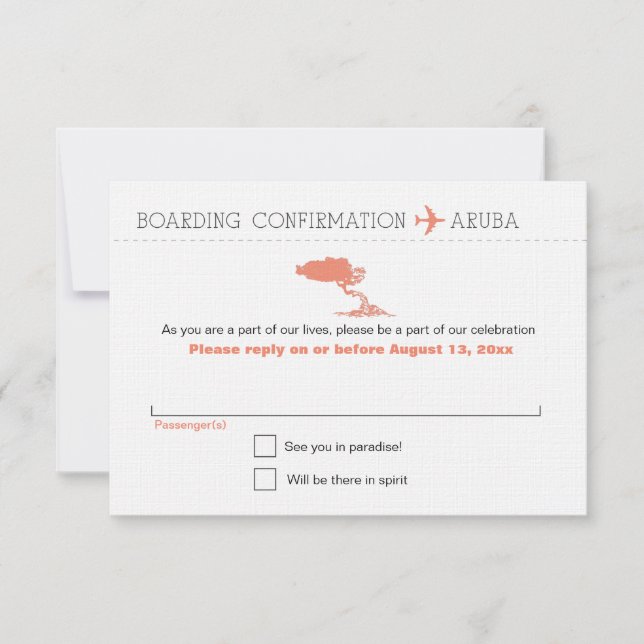 Svara till Aruba Boarding Pass OSA Kort (Framsida)