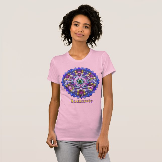 Svarande Zen Lotus Namaste T Shirt (Hel framsida)