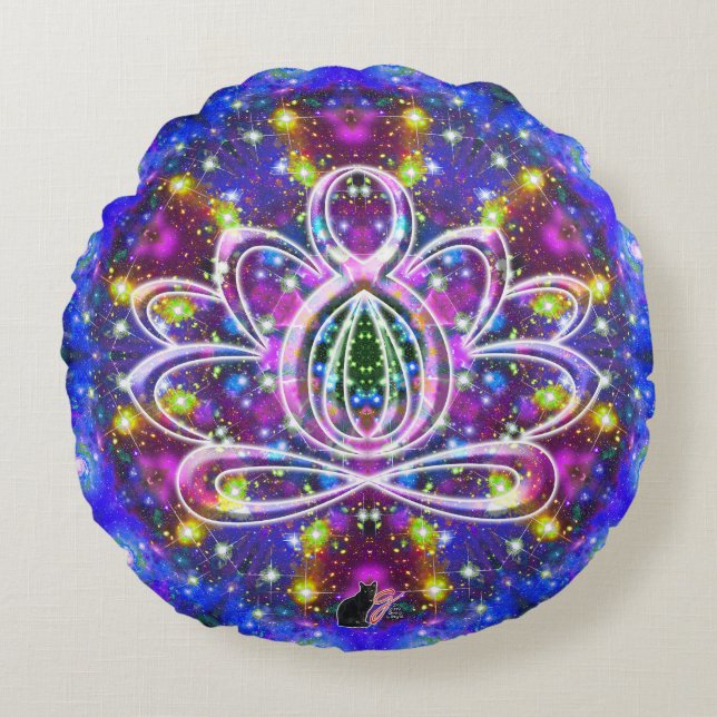 Svarande Zen Lotus Round Pillow Rund Kudde (Framsidan)