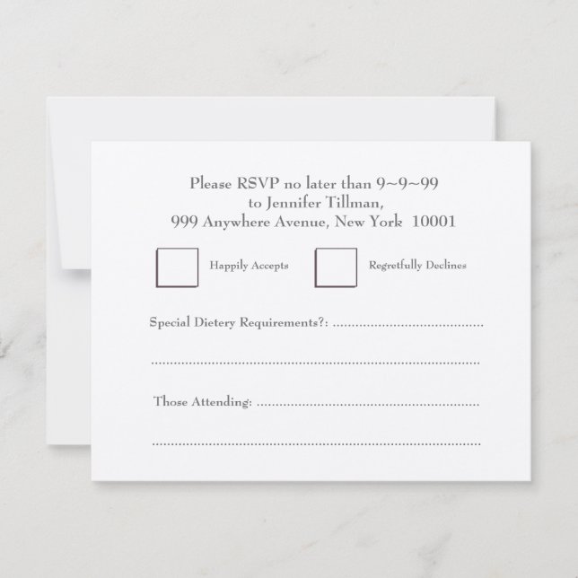 Svarar Bröllopsmatlagningsentusiaster Hjärta Silve OSA Kort (Framsida)