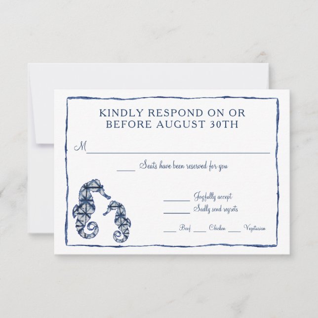 Svarar gärna Shibori Kumo Akvarell Strand Sjöhäst  OSA Kort (Framsida)