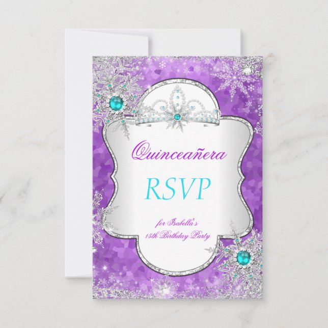 Svarar Prinsessa Quinceanera Lila Turkos OSA Kort (Framsida)