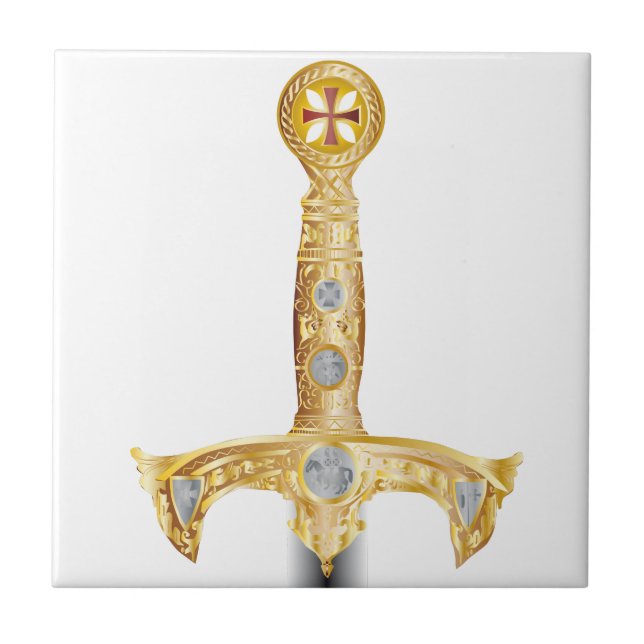 Svärd av de templar knigthsna kakelplatta (Framsidan)