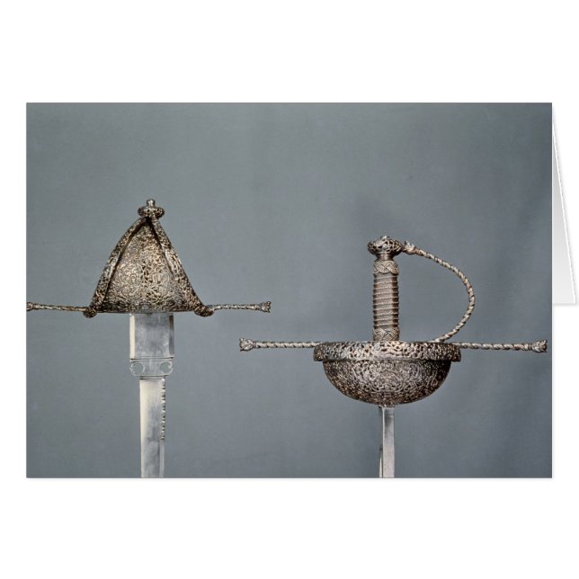 Svärd: kopp-hiltedrapieren av chiselled stålsätter hälsningskort (Framsidan Horizontal)