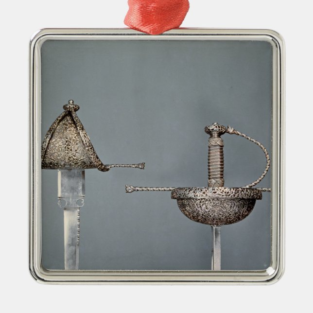 Svärd: kopp-hiltedrapieren av chiselled stålsätter julgransprydnad metall (Framsidan)