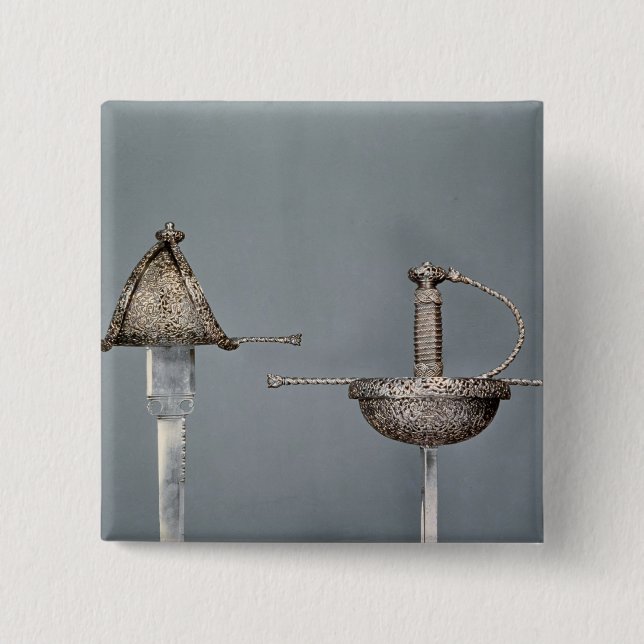 Svärd: kopp-hiltedrapieren av chiselled stålsätter knapp (Framsida)